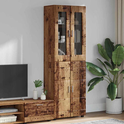TV Cabinet Set FLORIN 3 pcs 150 x 39 x 30 cm Old Wood with 2 glass doors
