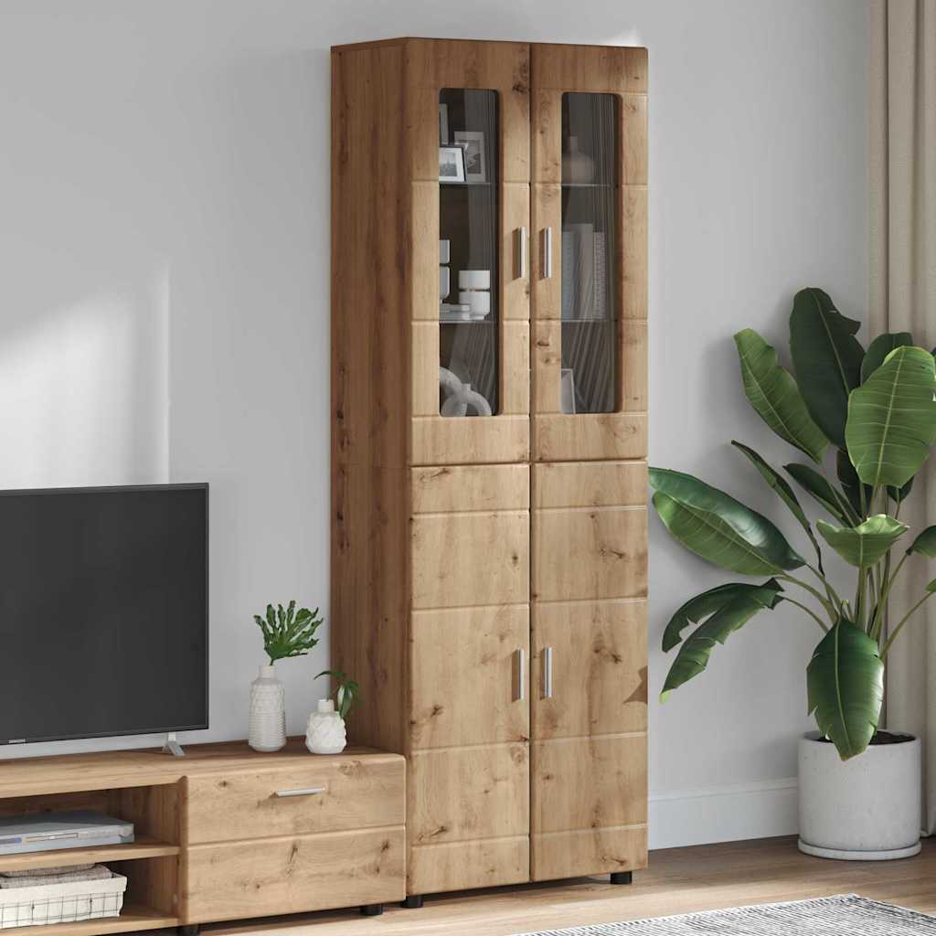 TV Cabinet Set FLORIN 3 pcs 150 x 39 x 30 cm Artisan Oak with 2 glass doors