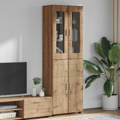 TV Cabinet Set FLORIN 3 pcs 150 x 39 x 30 cm Artisan Oak with 2 glass doors