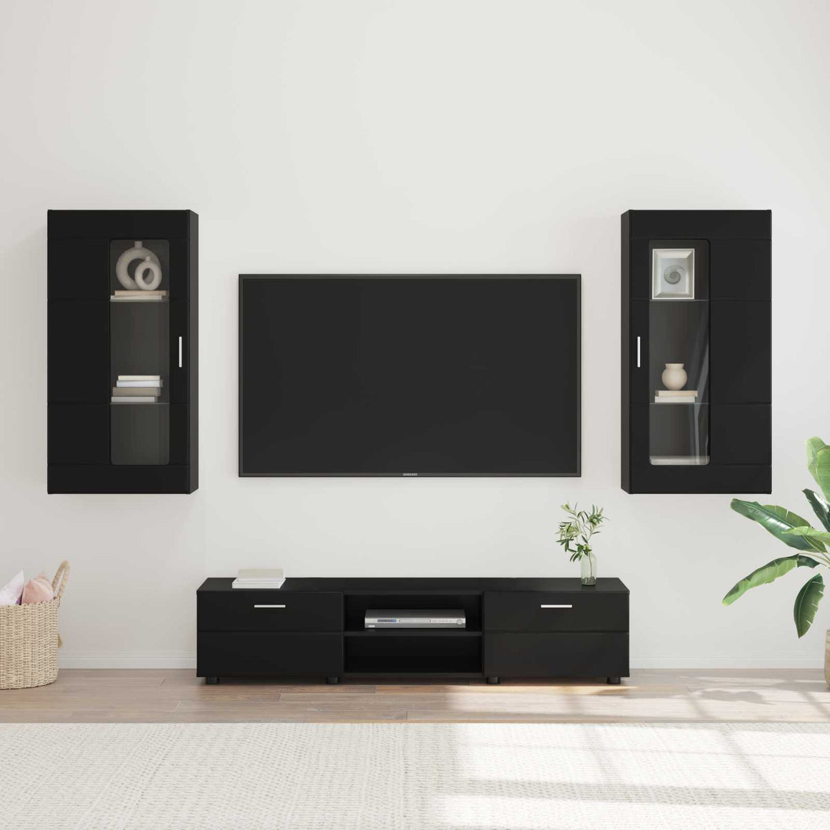 vidaXL TV Cabinet Set FLORIN 3 pcs 150 x 39 x 30 cm Black