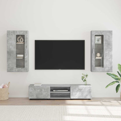 TV Cabinet Set FLORIN 3 pcs 150 x 39 x 30 cm Concrete Grey Wall cabinet +TV cabinet with 2 drawers