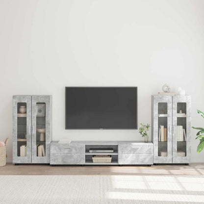 TV Cabinet Set FLORIN 3 pcs 150 x 39 x 30 cm Concrete Grey Freestanding cabinet +TV cabinet with 2 drawers
