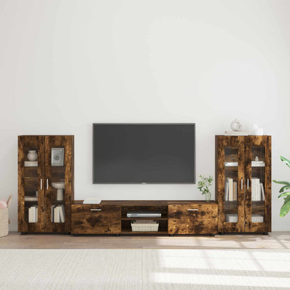 TV Cabinet Set FLORIN 3 pcs 150 x 39 x 30 cm Smoked Oak Freestanding cabinet +TV cabinet with 2 drawers