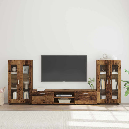 TV Cabinet Set FLORIN 3 pcs 150 x 39 x 30 cm Old Wood Freestanding cabinet +TV cabinet with 2 drawers