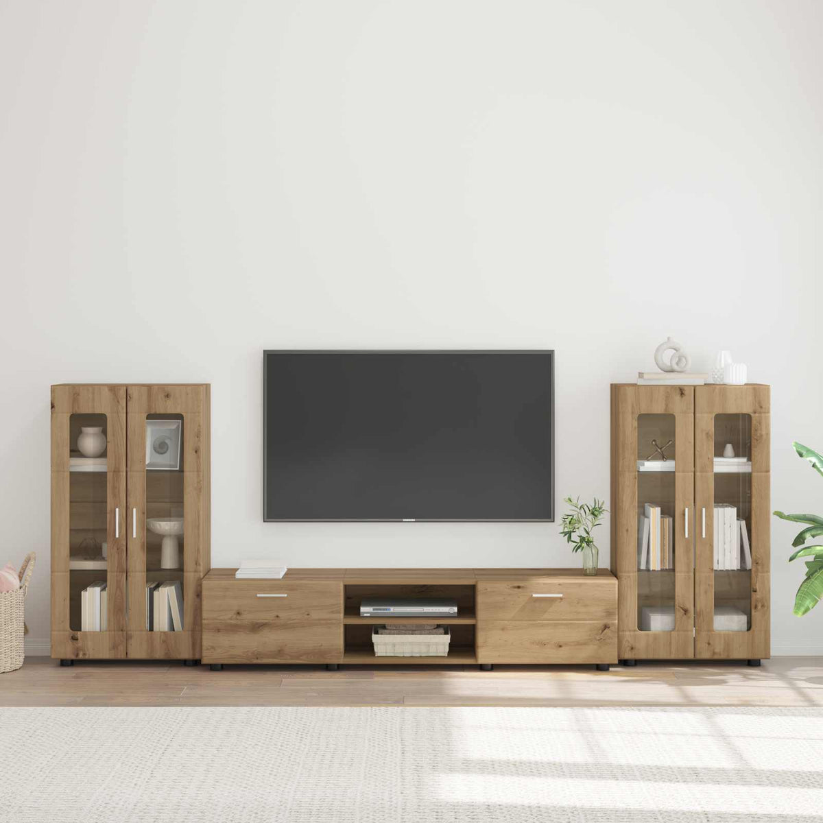 TV Cabinet Set FLORIN 3 pcs 150 x 39 x 30 cm Artisan Oak Freestanding cabinet +TV cabinet with 2 drawers