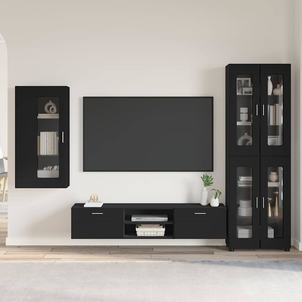 vidaXL TV Cabinet Set FLORIN 3 pcs 150 x 39 x 30 cm Black