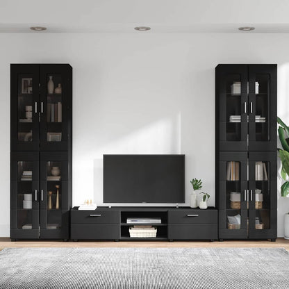 vidaXL TV Cabinet Set FLORIN 3 pcs 150 x 39 x 30 cm Black 4