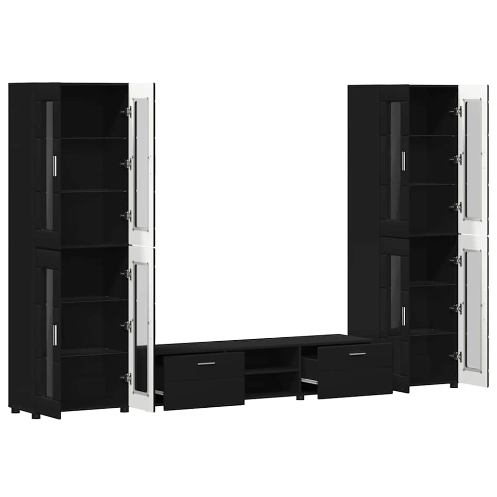 vidaXL TV Cabinet Set FLORIN 3 pcs 150 x 39 x 30 cm Black 5