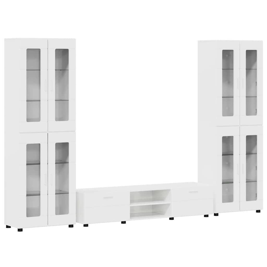 vidaXL TV Cabinet Set FLORIN 3 pcs High Gloss White Engineered Wood 2