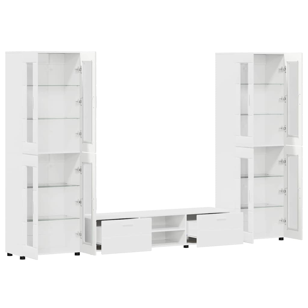 vidaXL TV Cabinet Set FLORIN 3 pcs High Gloss White Engineered Wood 5