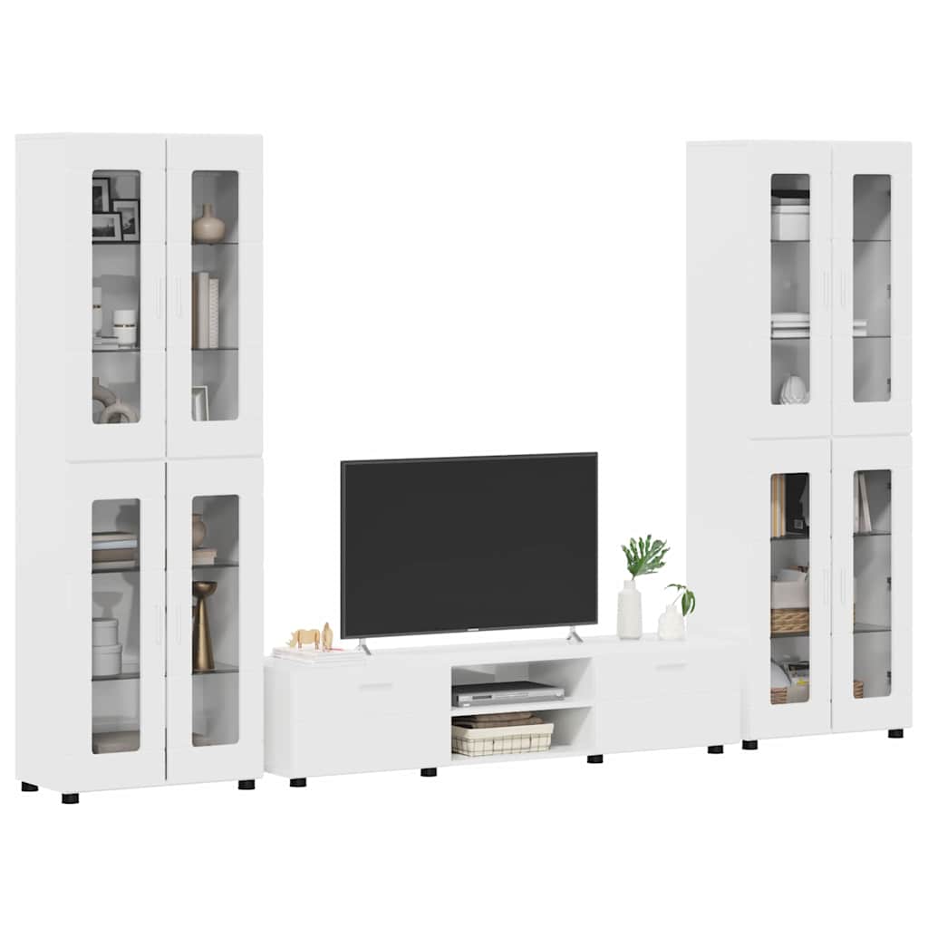 vidaXL TV Cabinet Set FLORIN 3 pcs High Gloss White Engineered Wood 3