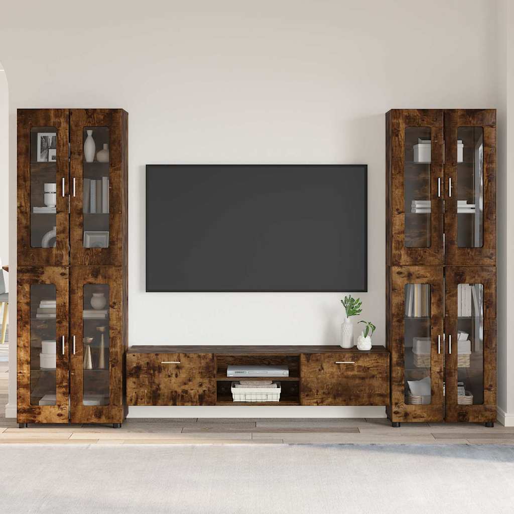 vidaXL TV Cabinet Set FLORIN 3 pcs 150 x 39 x 30 cm Smoked Oak 1