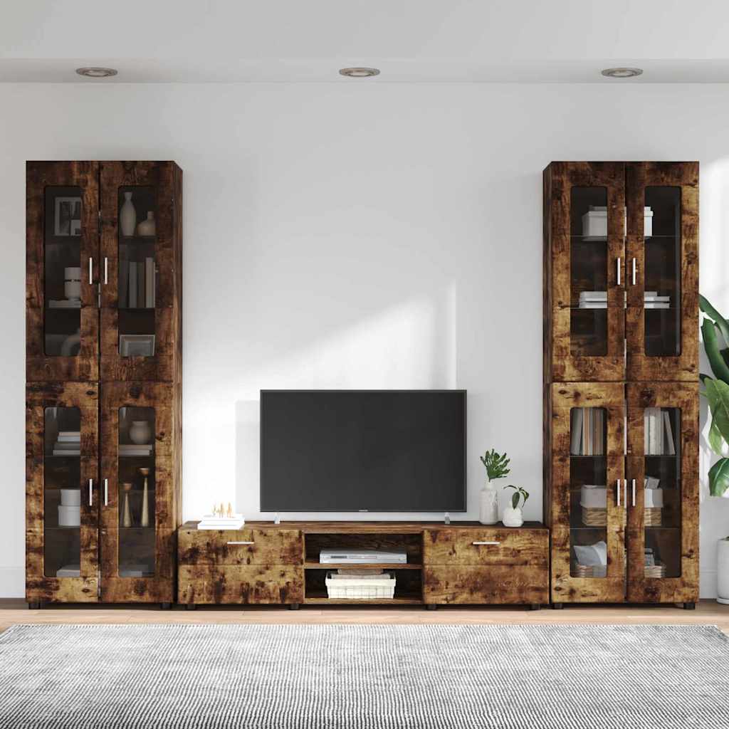 vidaXL TV Cabinet Set FLORIN 3 pcs 150 x 39 x 30 cm Smoked Oak 4