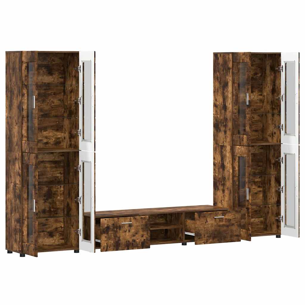 vidaXL TV Cabinet Set FLORIN 3 pcs 150 x 39 x 30 cm Smoked Oak 5