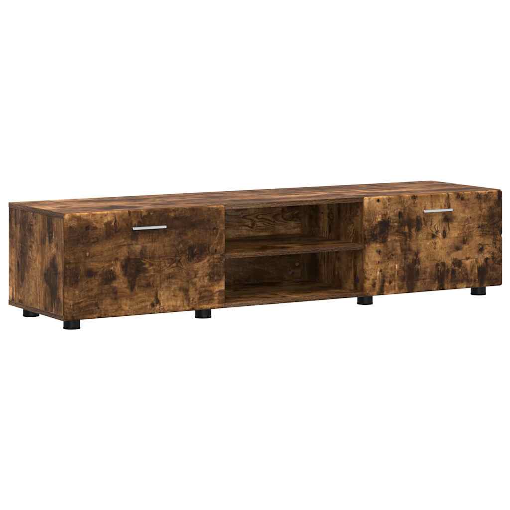 TV Cabinet Set FLORIN 3 pcs 150 x 39 x 30 cm Smoked Oak TV cabinet with 2 drawers +2x Highboard with 4 glass doors