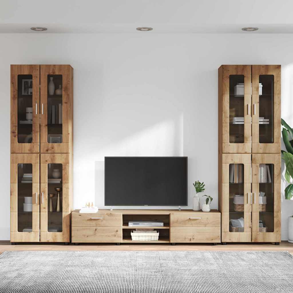 vidaXL TV Cabinet Set FLORIN 3 pcs 150 x 39 x 30 cm Artisan Oak 4