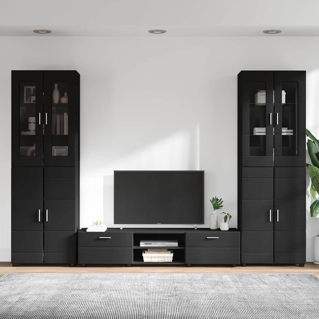 vidaXL TV Cabinet Set FLORIN 3 pcs 150 x 39 x 30 cm Black 4