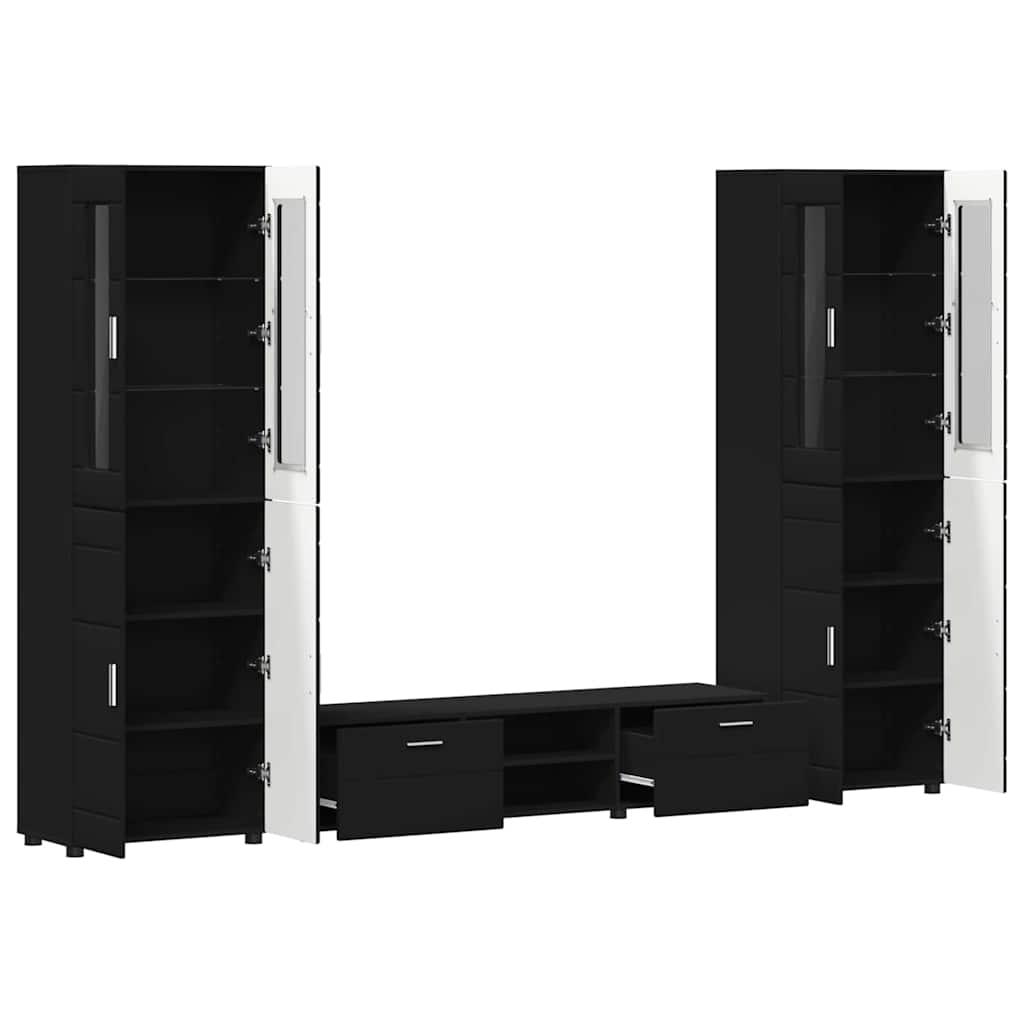 vidaXL TV Cabinet Set FLORIN 3 pcs 150 x 39 x 30 cm Black 5