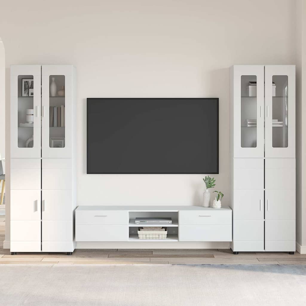 vidaXL TV Cabinet Set FLORIN 3 pcs High Gloss White Engineered Wood 1