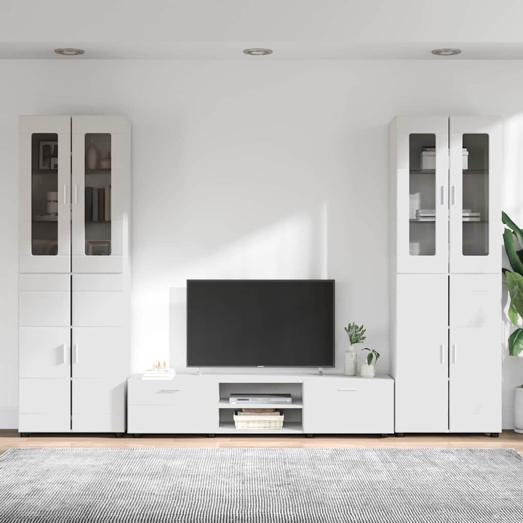 vidaXL TV Cabinet Set FLORIN 3 pcs High Gloss White Engineered Wood 4