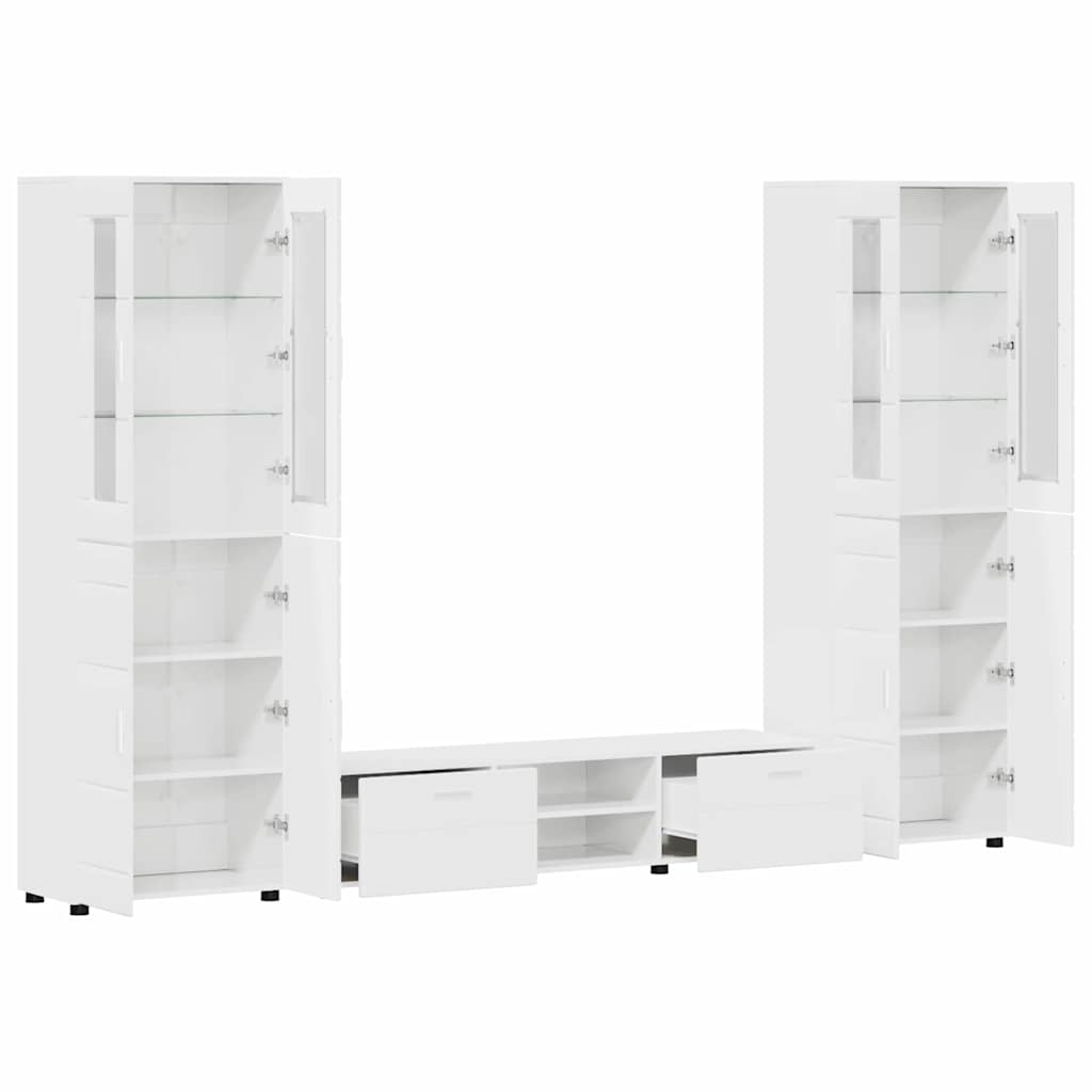 vidaXL TV Cabinet Set FLORIN 3 pcs High Gloss White Engineered Wood 5