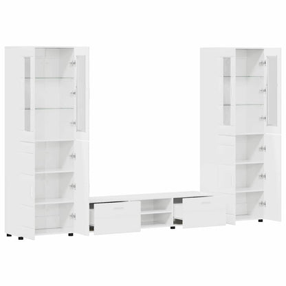 vidaXL TV Cabinet Set FLORIN 3 pcs High Gloss White Engineered Wood 5