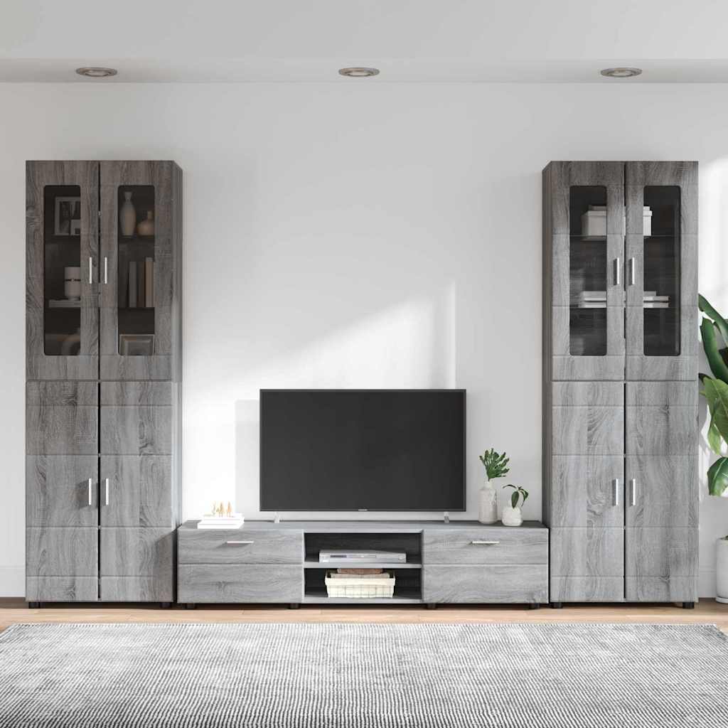 vidaXL TV Cabinet Set FLORIN 3 pcs 150 x 39 x 30 cm Grey Sonoma 4