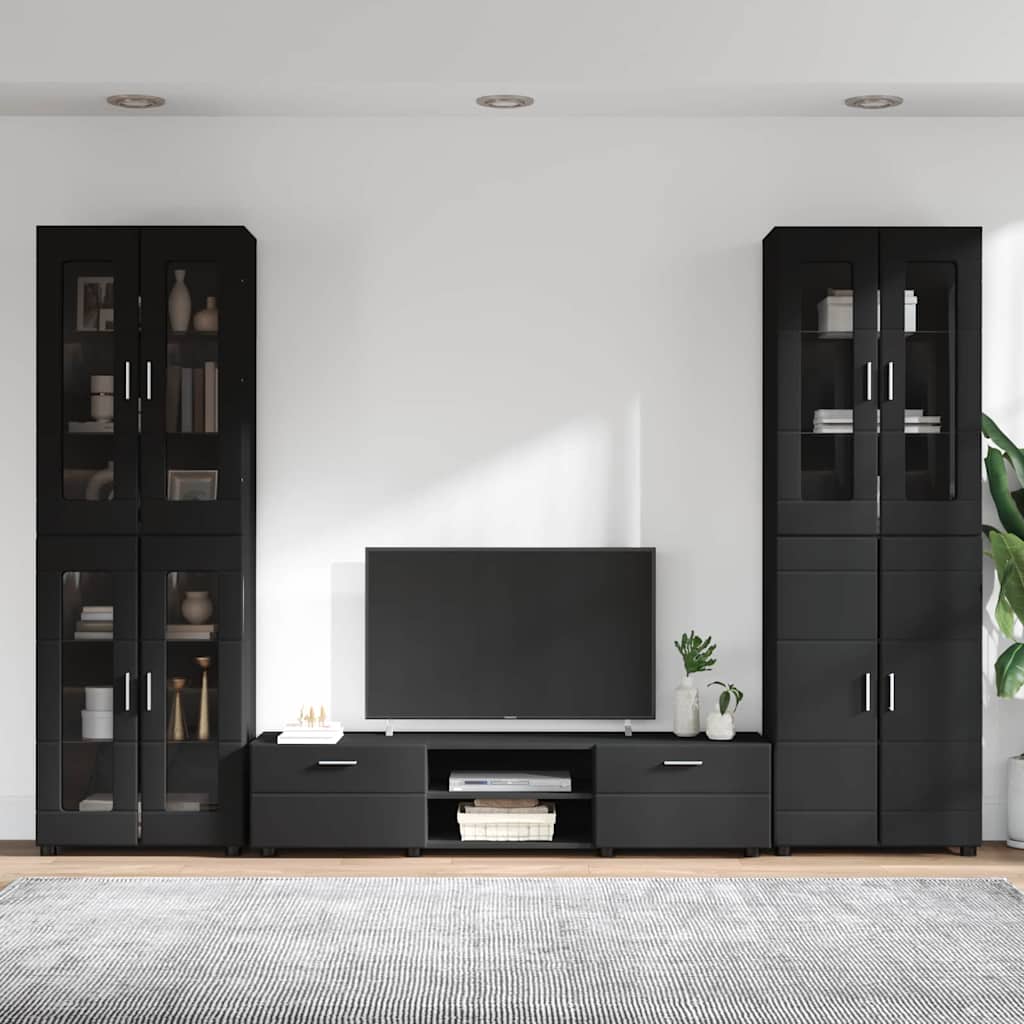 vidaXL TV Cabinet Set FLORIN 3 pcs 150 x 39 x 30 cm Black 4
