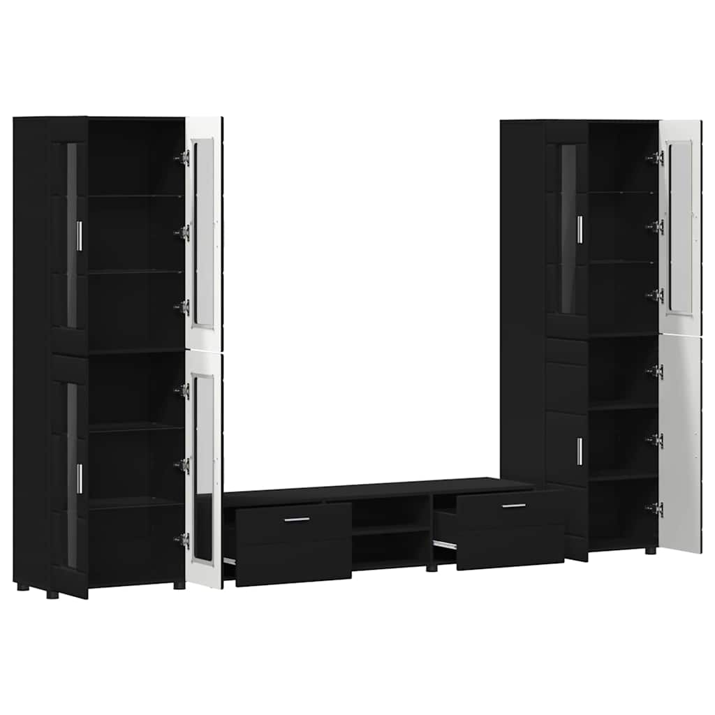 vidaXL TV Cabinet Set FLORIN 3 pcs 150 x 39 x 30 cm Black 5