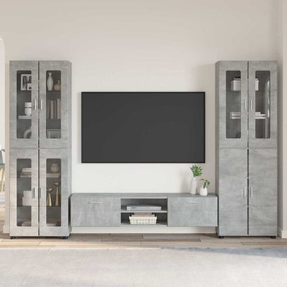 TV Cabinet Set FLORIN 3 pcs 150 x 39 x 30 cm Concrete Grey TV cabinet with 2 drawers +Highboard with 2 glass doors +Highboard with 4 glass doors
