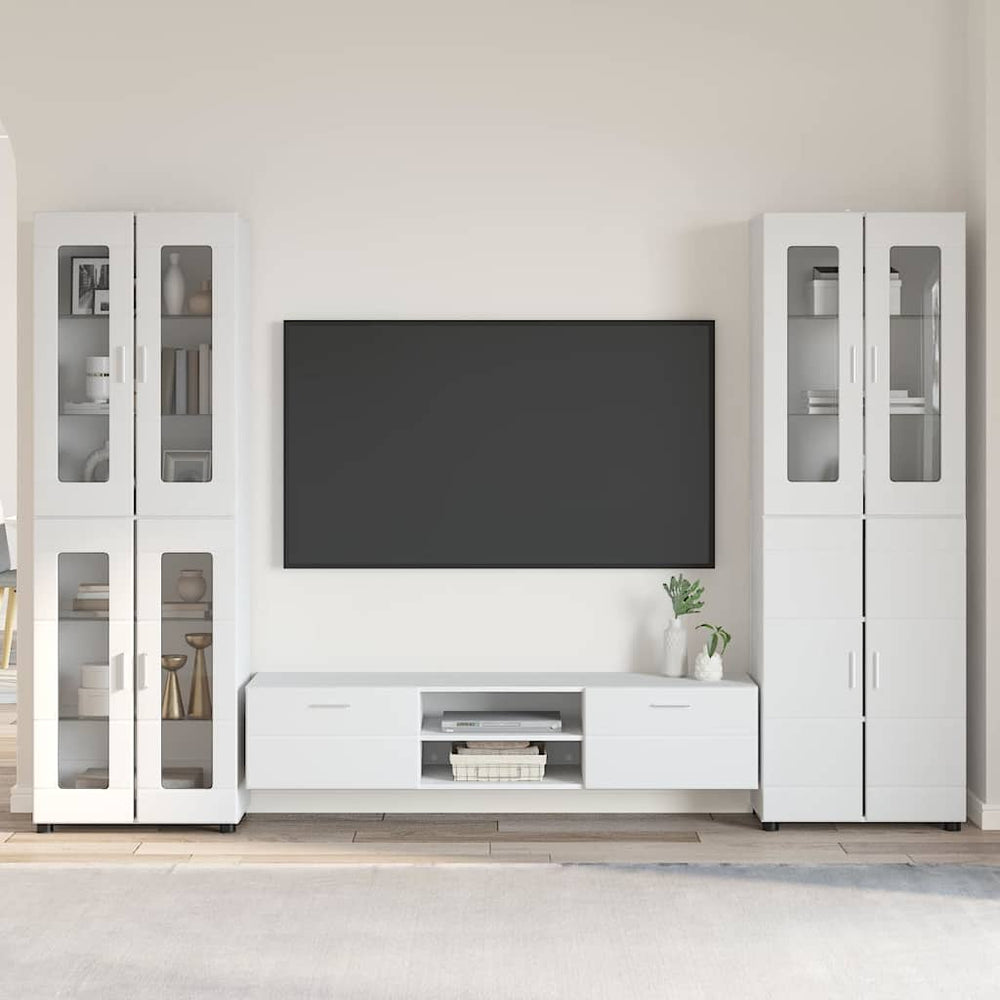 vidaXL TV Cabinet Set FLORIN 3 pcs High Gloss White Engineered Wood