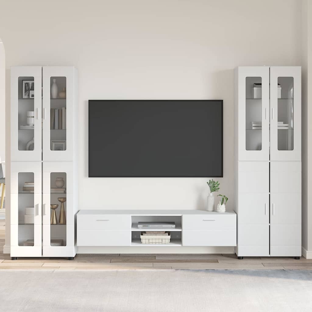 vidaXL TV Cabinet Set FLORIN 3 pcs High Gloss White Engineered Wood 1