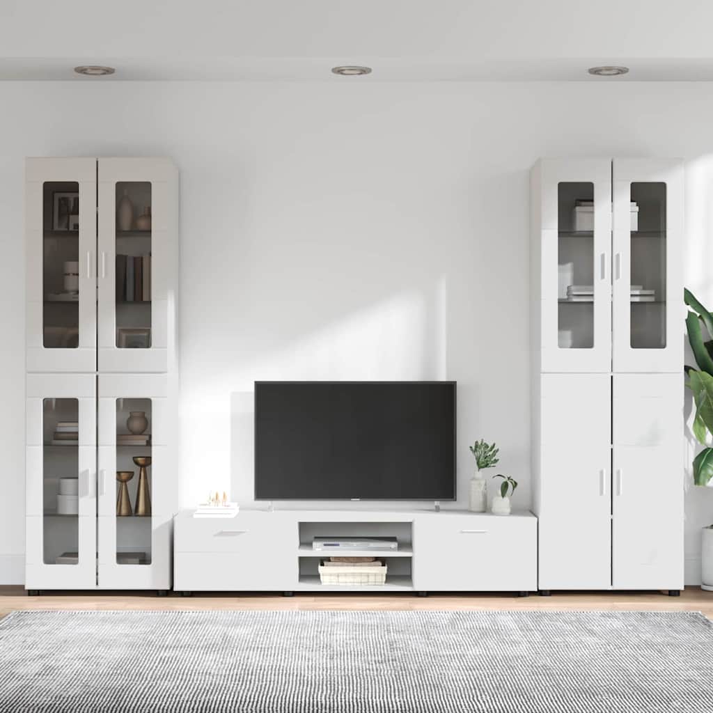 vidaXL TV Cabinet Set FLORIN 3 pcs High Gloss White Engineered Wood 4