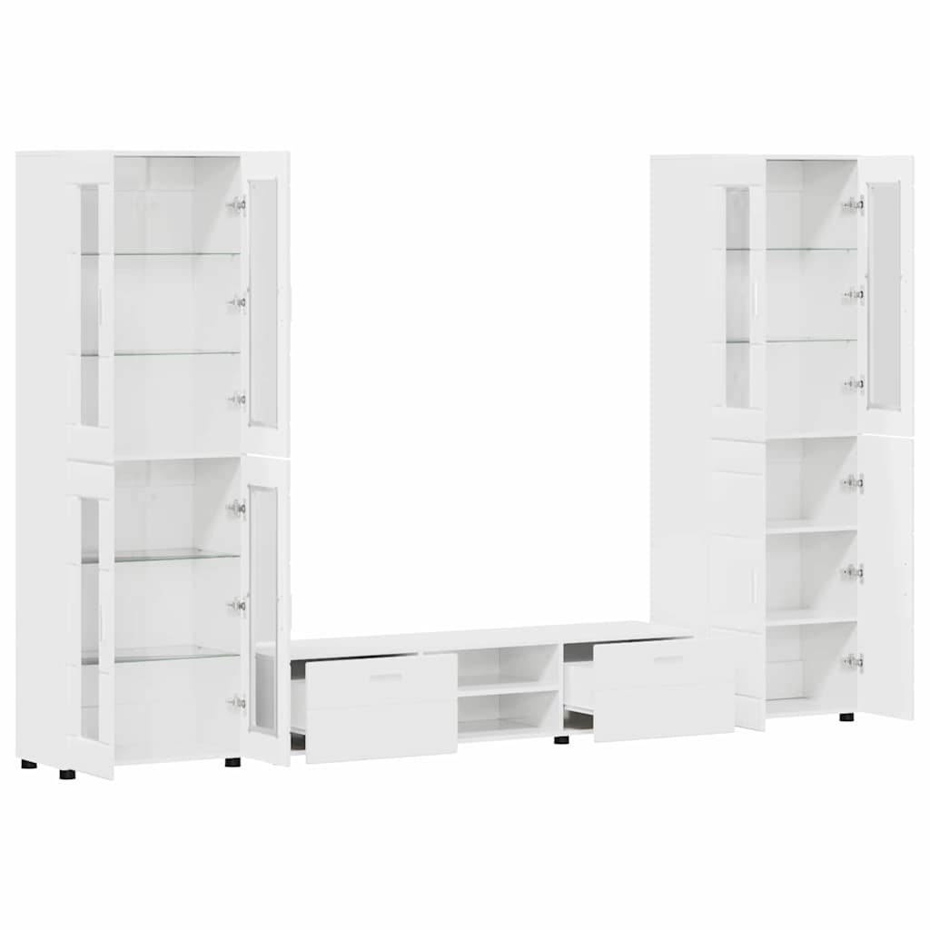 vidaXL TV Cabinet Set FLORIN 3 pcs High Gloss White Engineered Wood 5