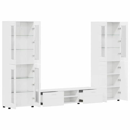 vidaXL TV Cabinet Set FLORIN 3 pcs High Gloss White Engineered Wood 5