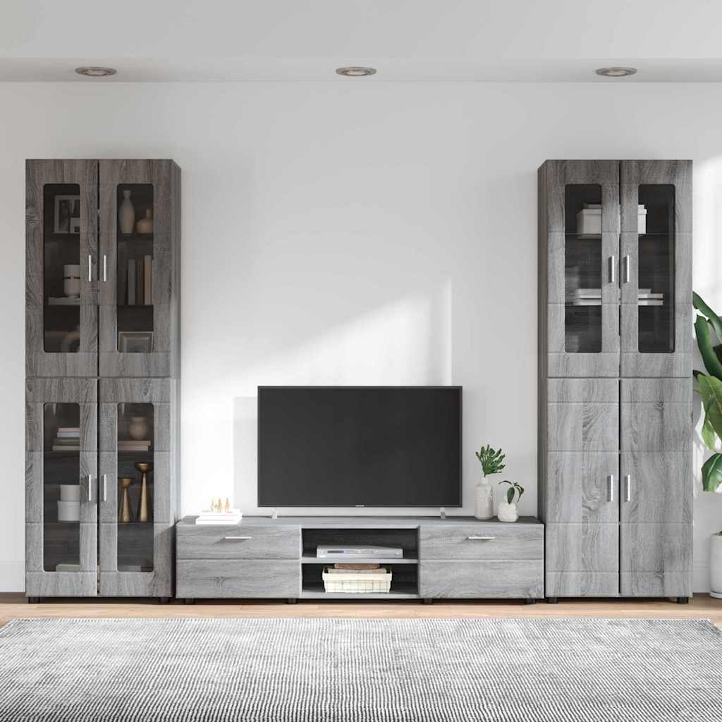 vidaXL TV Cabinet Set FLORIN 3 pcs 150 x 39 x 30 cm Grey Sonoma 4