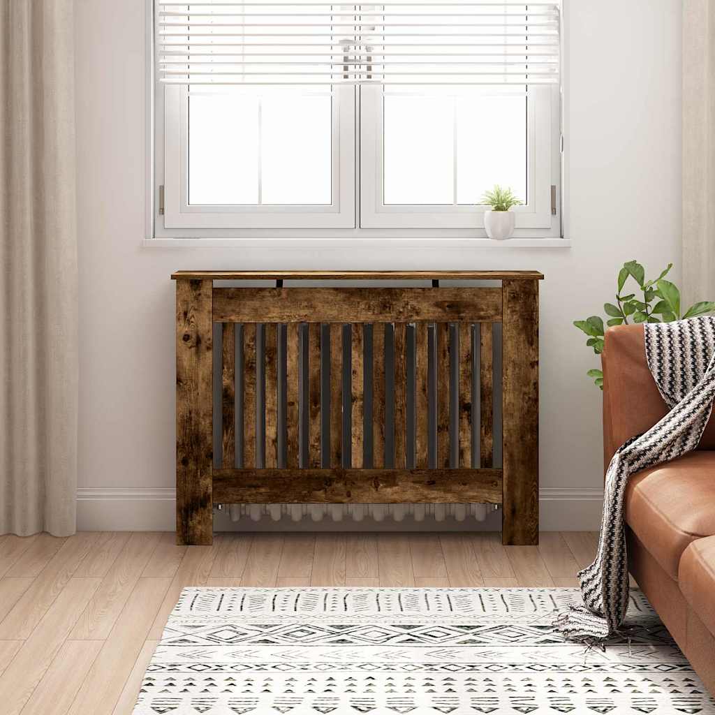Radiator Cover 112 x 19 x 81.5 cm Engineered Wood Smoked oak
