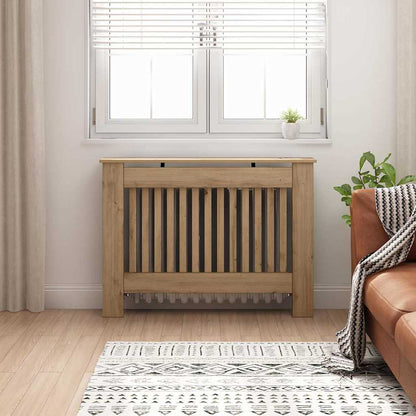 Radiator Cover 112 x 19 x 81.5 cm Engineered Wood Artisan oak