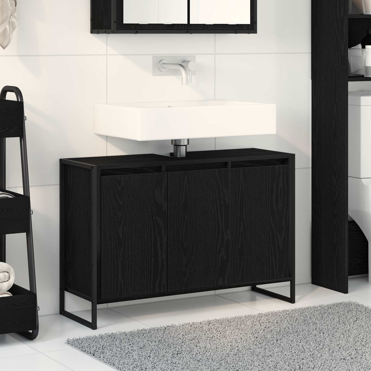 Bathroom Cabinet Engineered Wood Black oak 90 x 30 x 60 cm