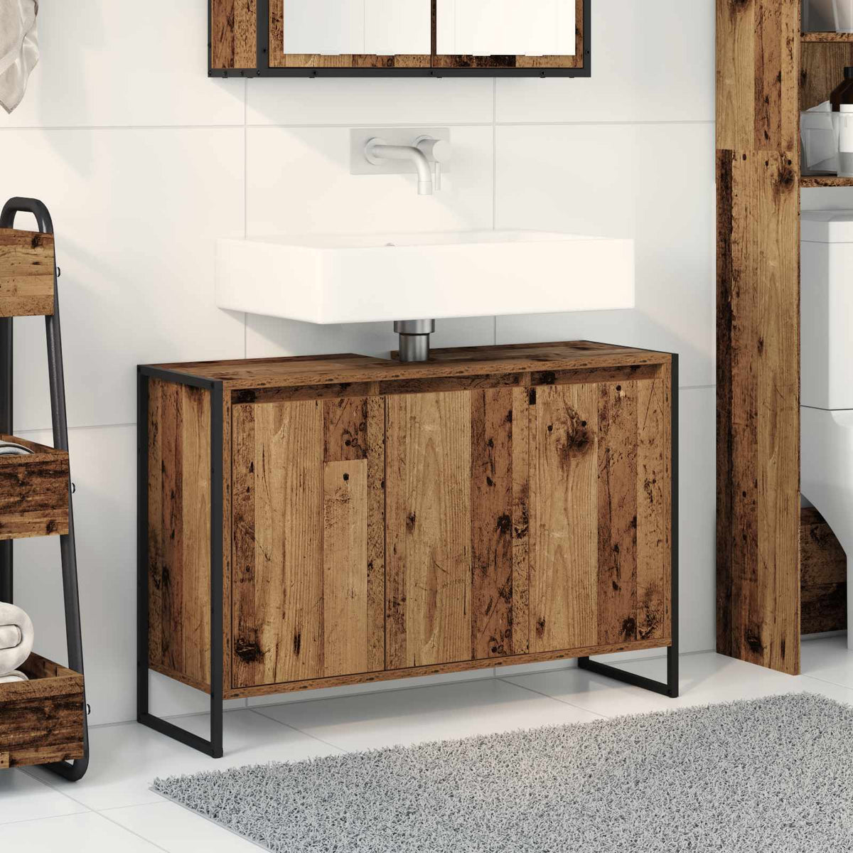 Bathroom Cabinet Engineered Wood Old wood 90 x 30 x 60 cm