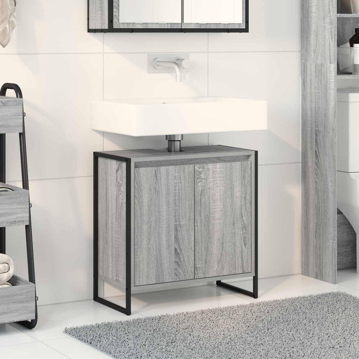 Bathroom Cabinet Engineered Wood Grey sonoma 60 x 30 x 60 cm