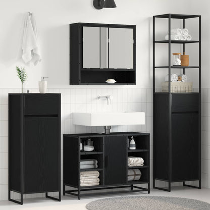 Bathroom Cabinet 40 x 30 x 100 cm Engineered Wood Black oak