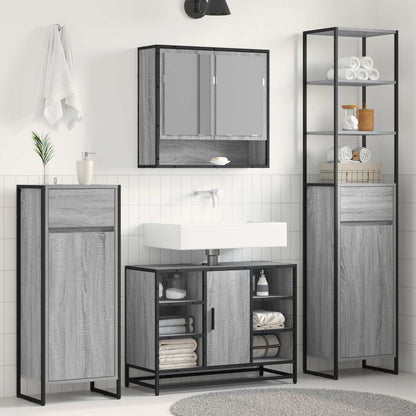 Bathroom Cabinet 40 x 30 x 100 cm Engineered Wood Grey sonoma