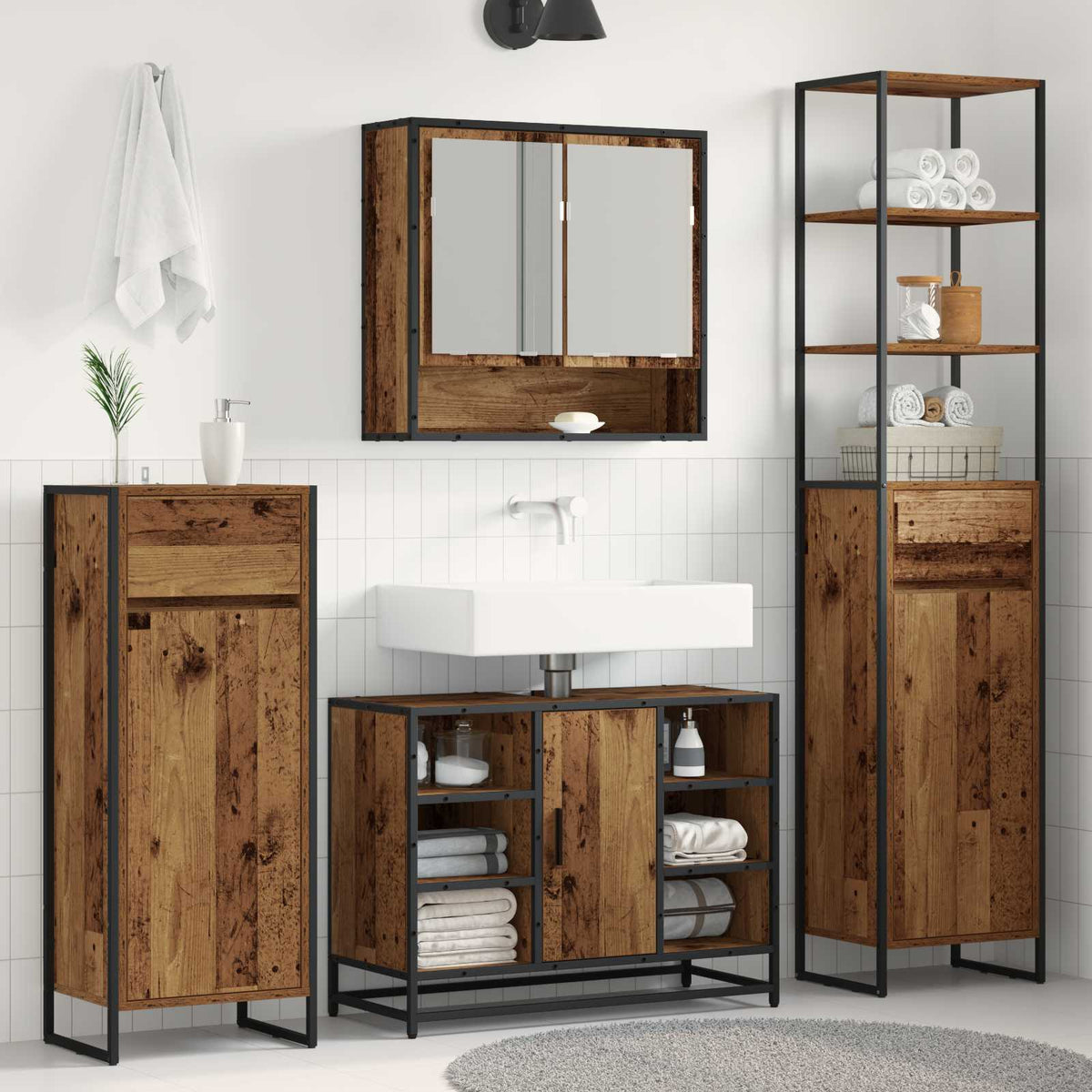 Bathroom Cabinet 40 x 30 x 100 cm Engineered Wood Old wood