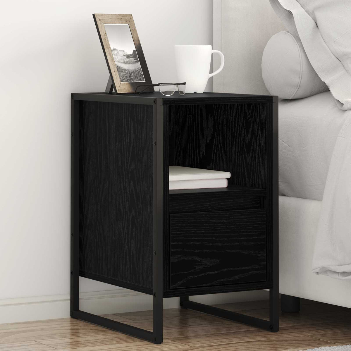 Bedside Table 39.5 x 30 x 50 cm Engineered Wood Black oak