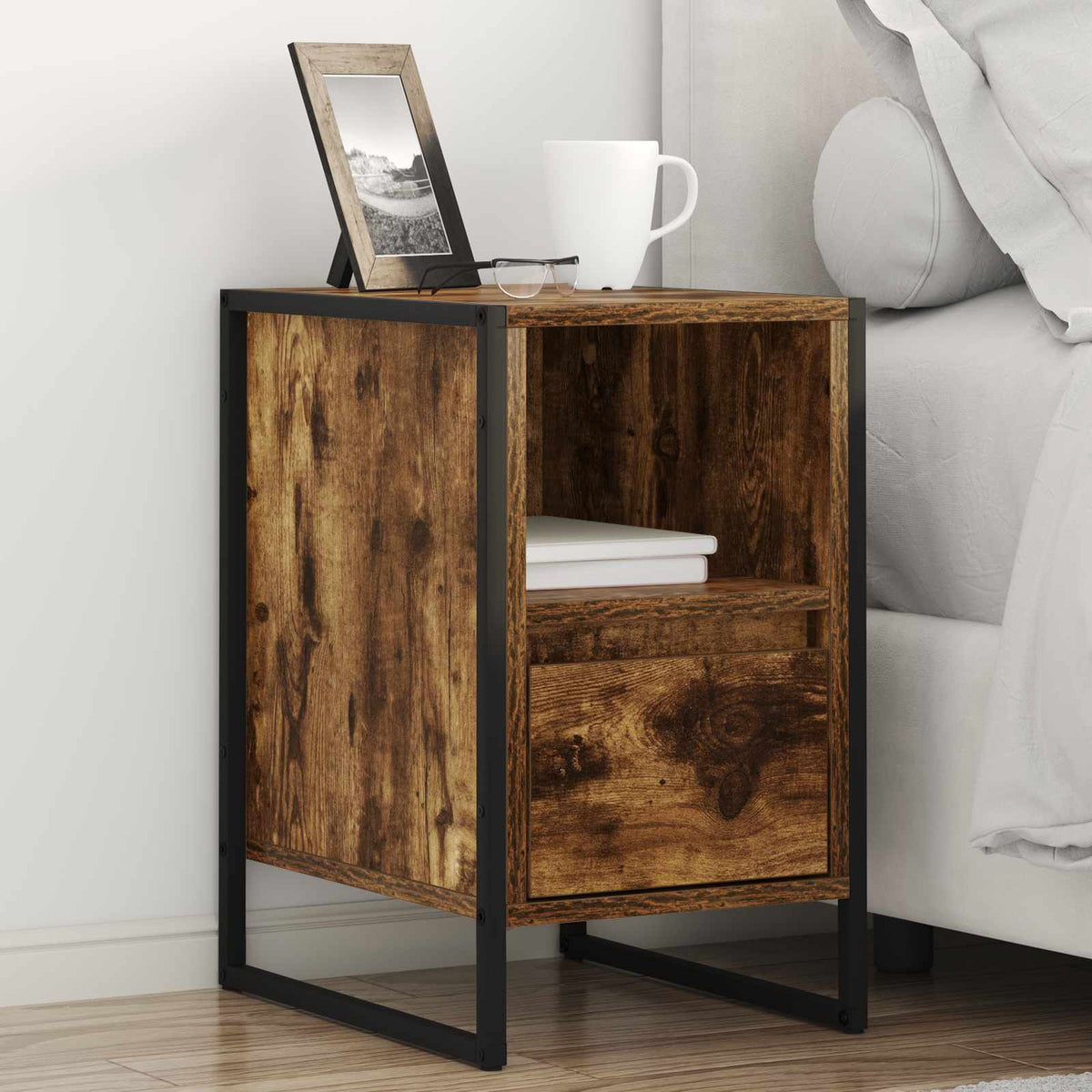Bedside Table 39.5 x 30 x 50 cm Engineered Wood Smoked oak