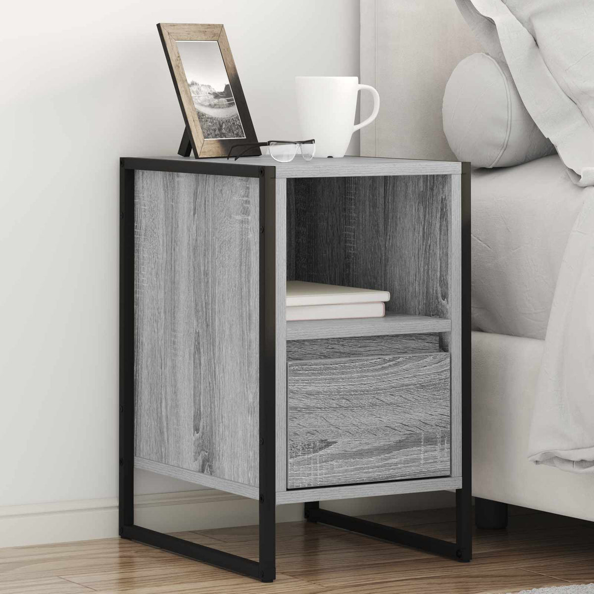 Bedside Table 39.5 x 30 x 50 cm Engineered Wood Grey sonoma