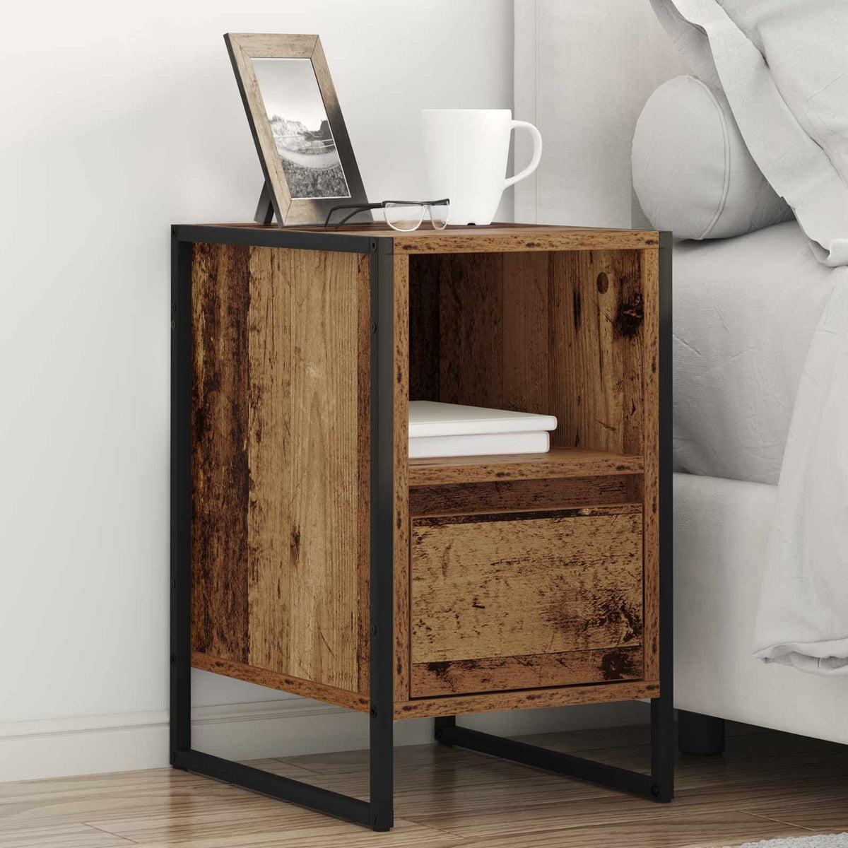 Bedside Table 39.5 x 30 x 50 cm Engineered Wood Old wood