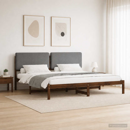 vidaXL Bed Frame with Upholstered Headboard Dark Brown and Light Grey 1