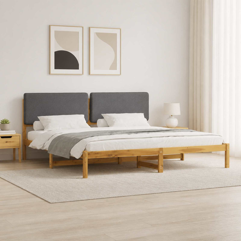 vidaXL Bed Frame with Upholstered Headboard Length 200 cm Whitewash and Light Grey